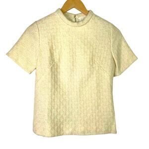 Vintage Cream Blouse Short Sleeve Zipper 1960s